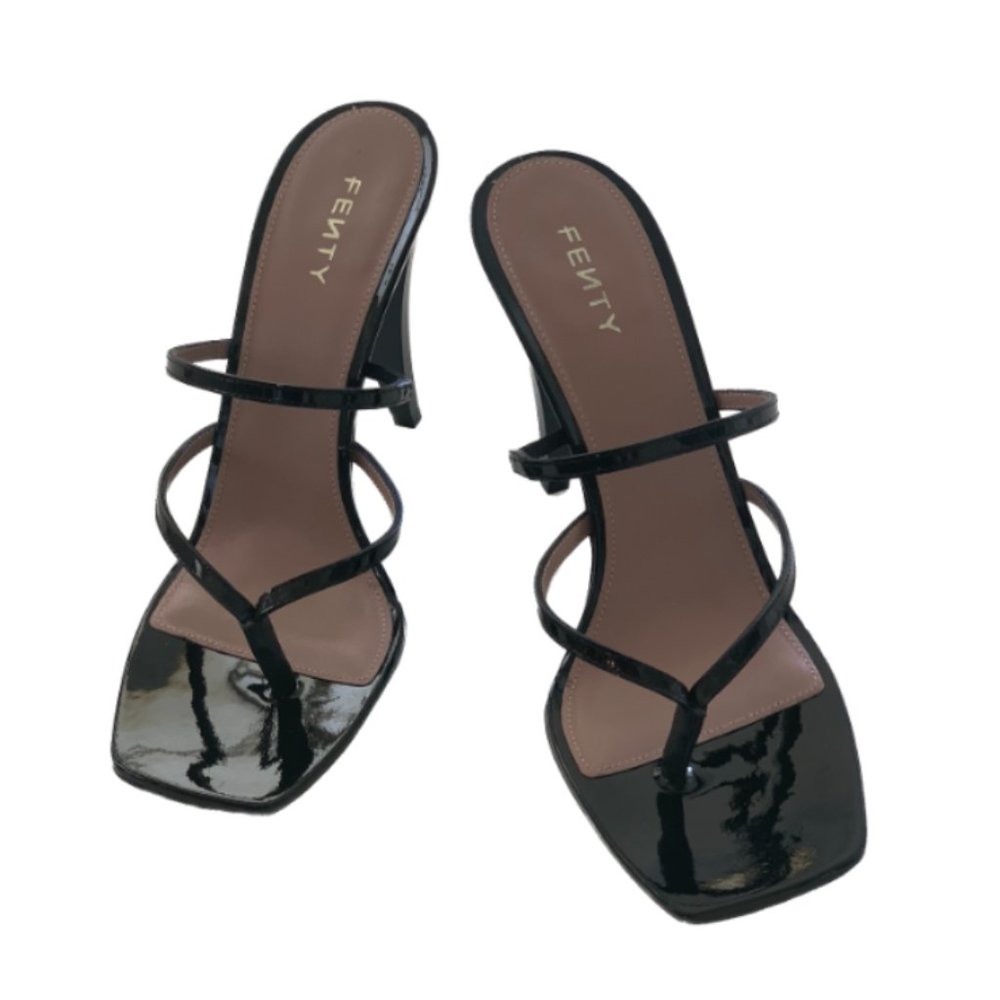 Fenty by Rihanna Black T-Heel Sandals Size 38